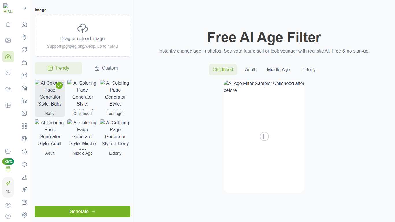 AI Age Filter – Free Age Progression Tool Online, No Sign Up